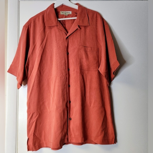 Tommy Bahama 100% Silk Shirt Coconuts Button Down In Coral Size L - Picture 6 of 16